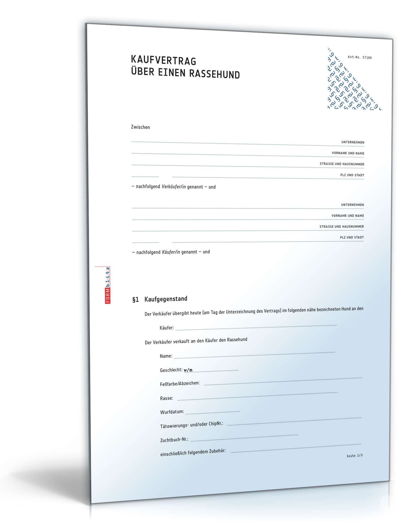 Kaufvertrag Hund Word