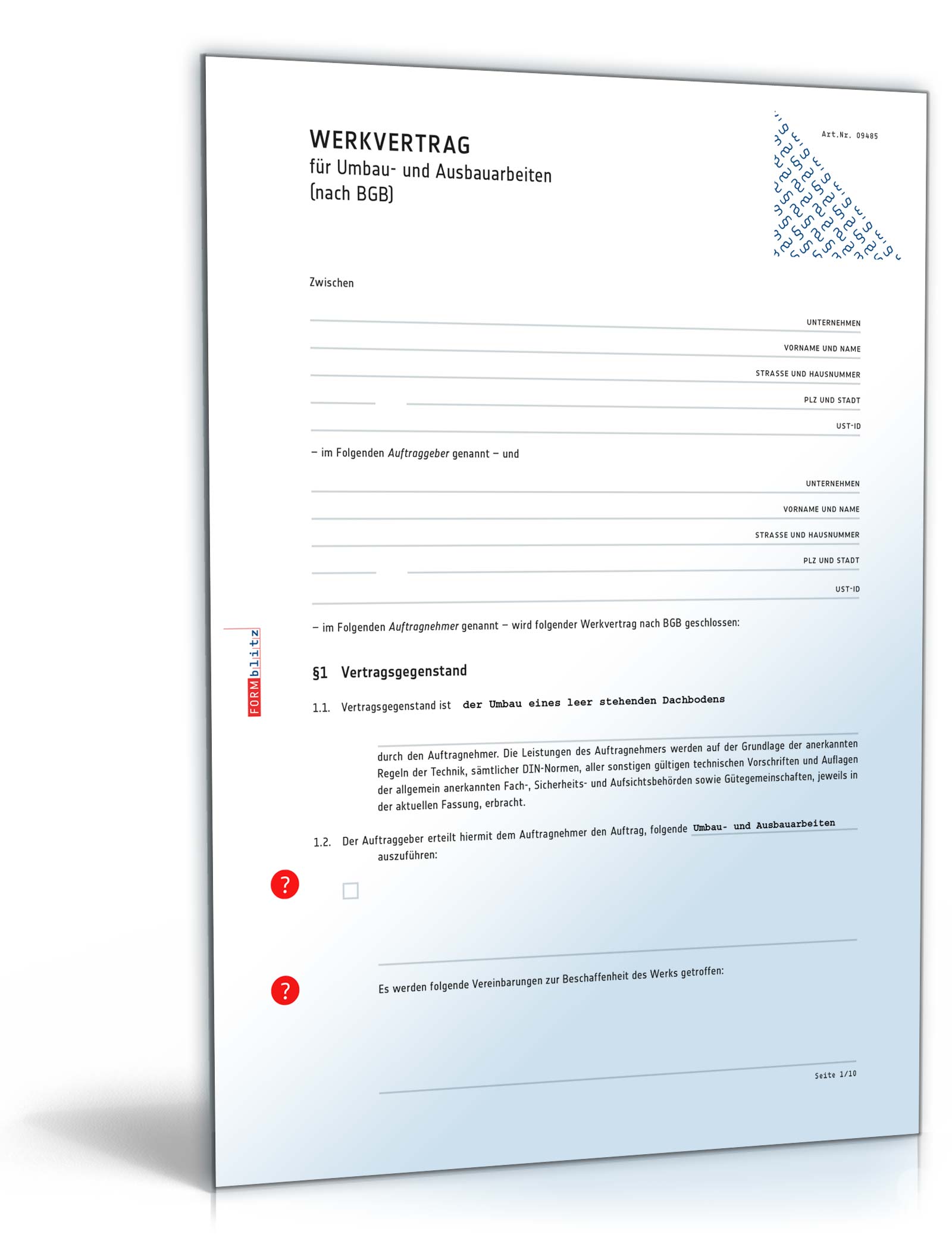 Werkvertrag zu Umbau- und Ausbauarbeiten PDF