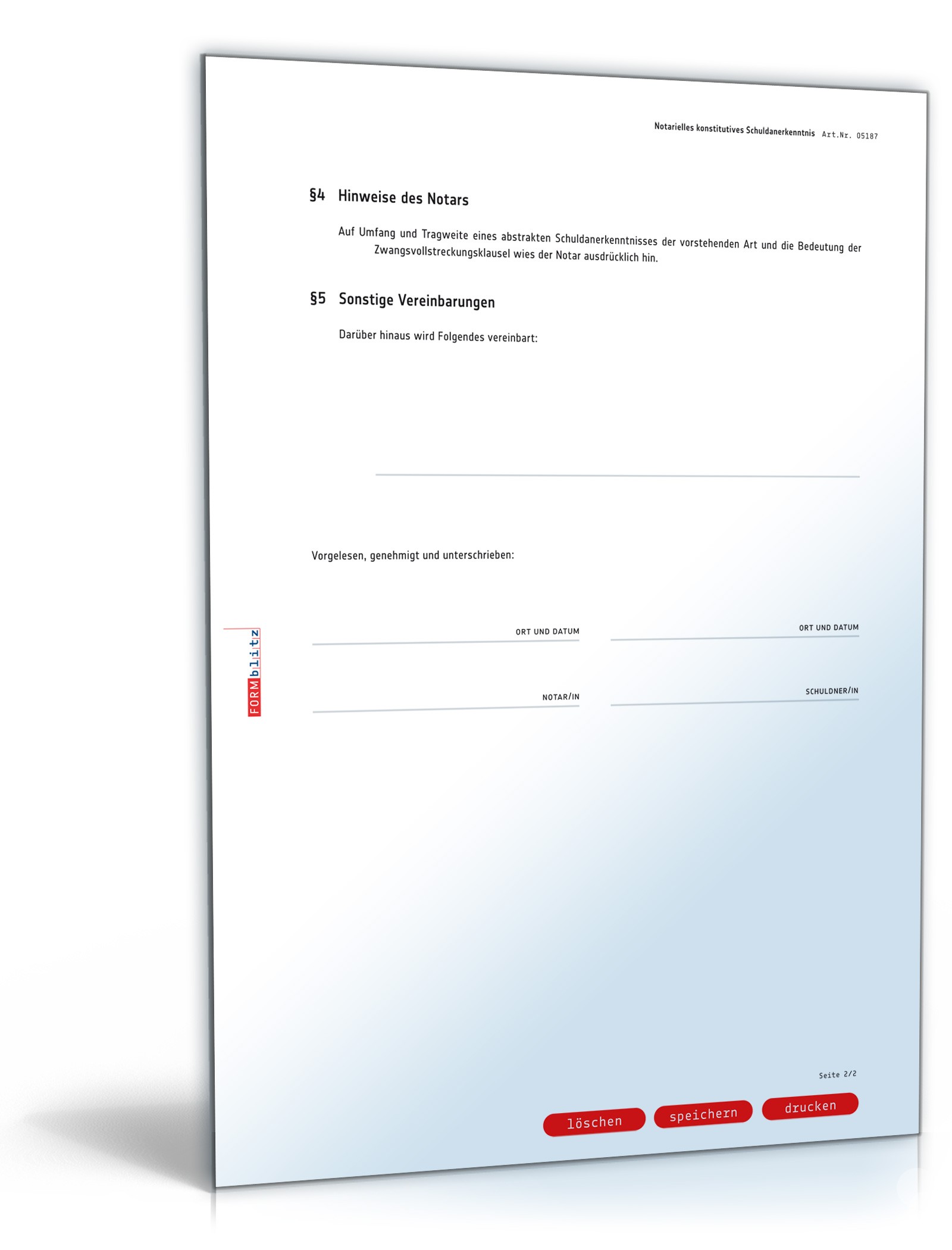 Notarielles konstitutives Schuldanerkenntnis PDF. Seite: 2