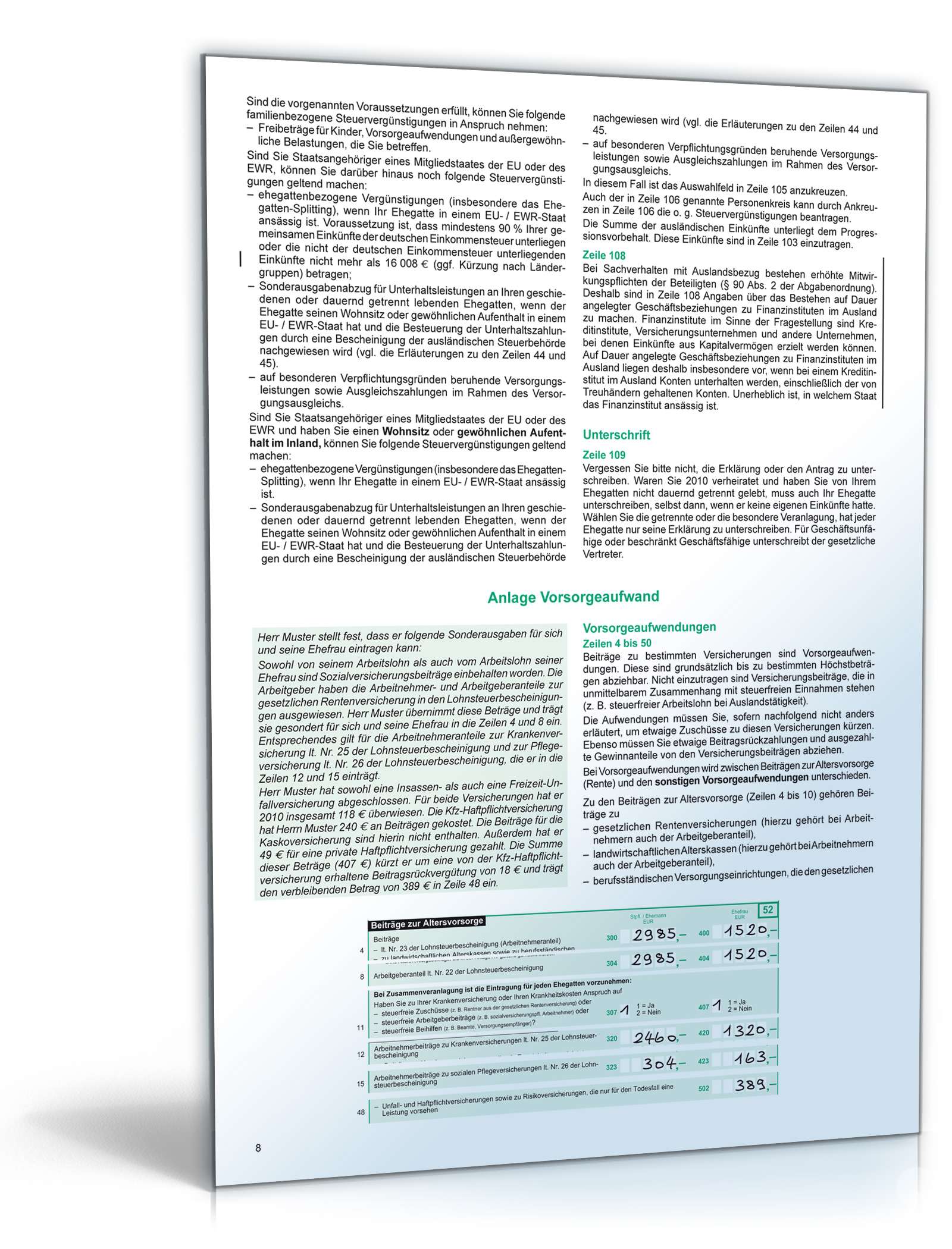 Anleitung zur Einkommensteuererklärung 2010 PDF. Seite: 8