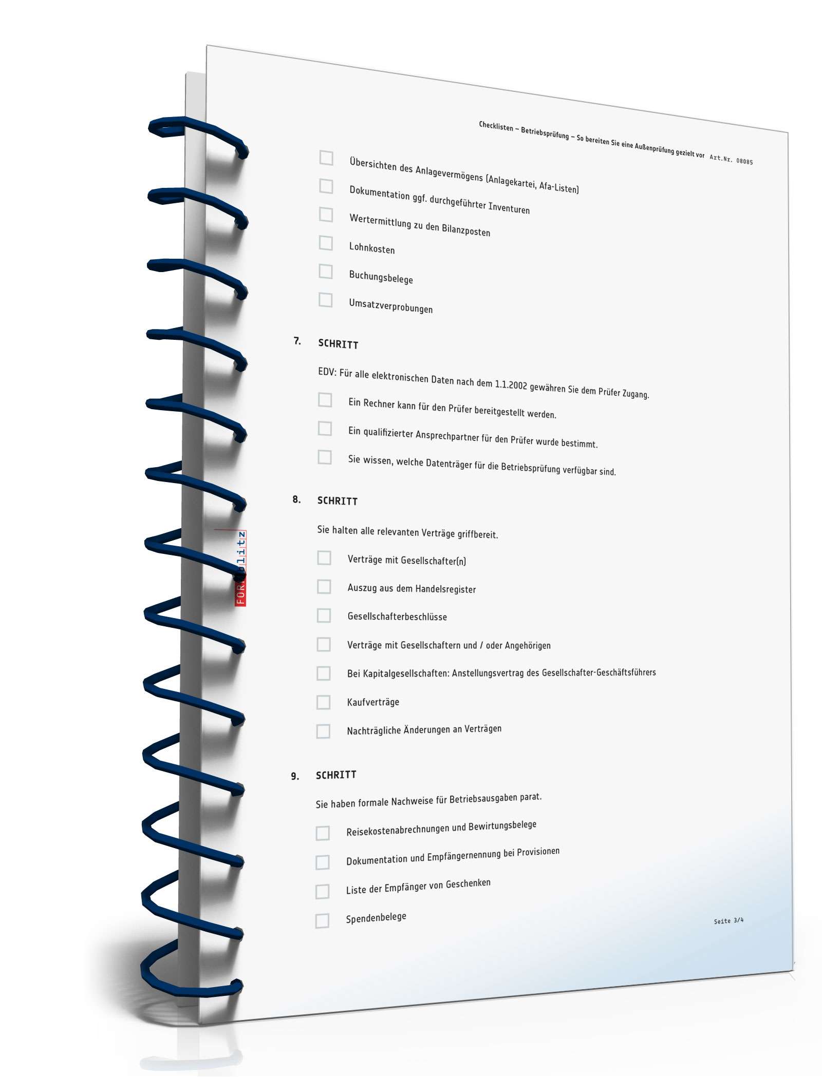 Checkliste Vorbereitung Betriebsprüfung PDF. Seite: 3