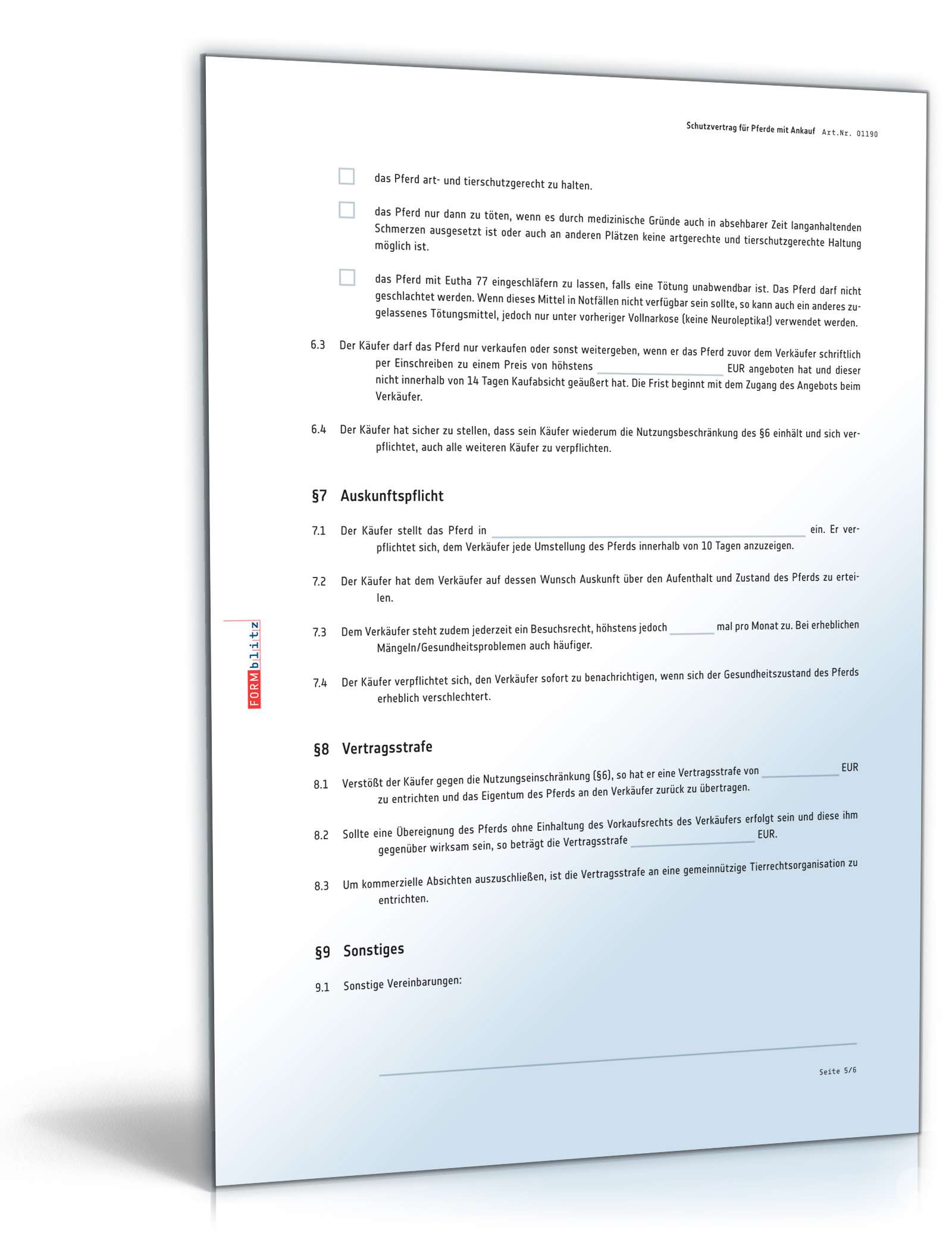 Schutzvertrag Pferde PDF. Seite: 5