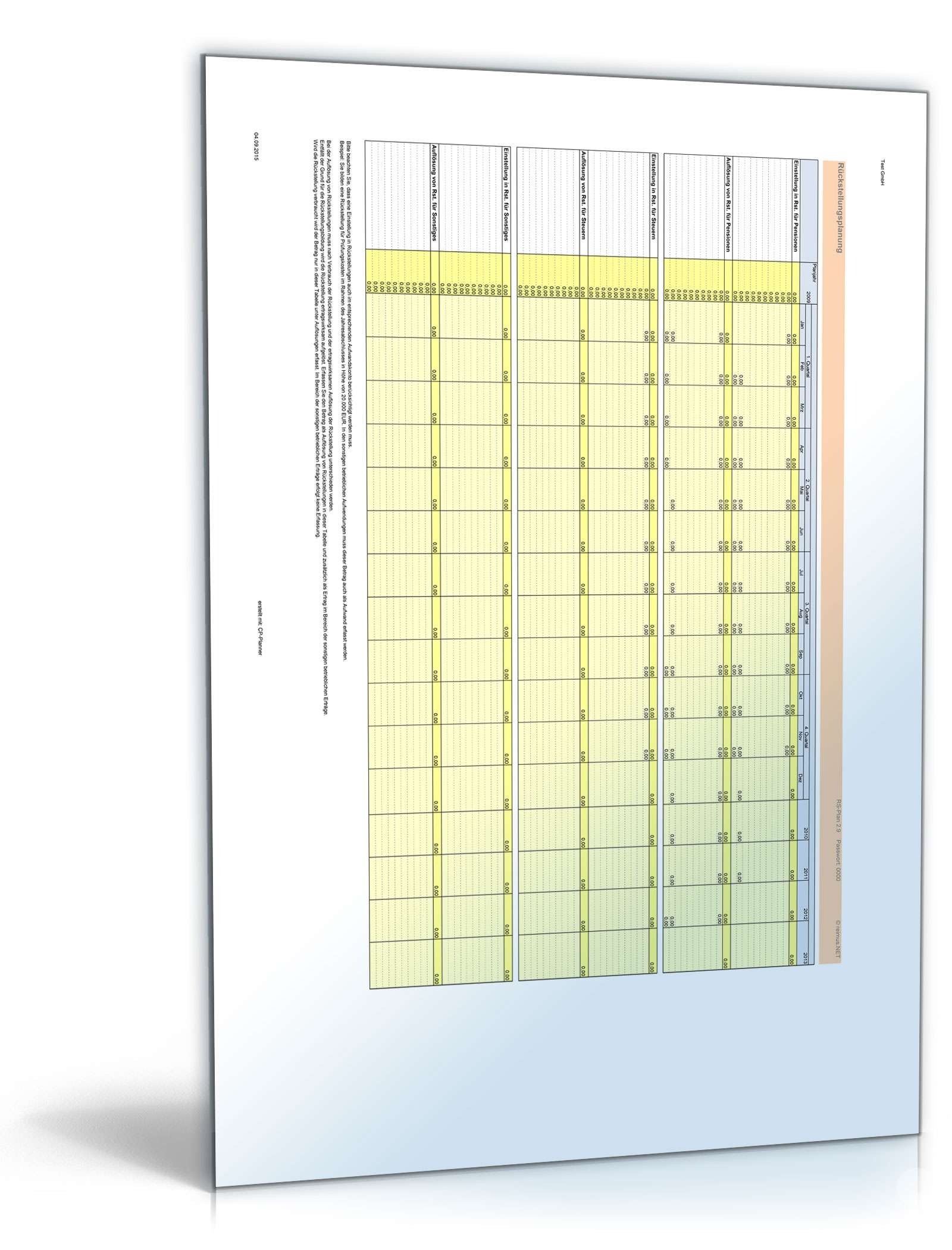 Unternehmensplanung Excel. Seite: 20