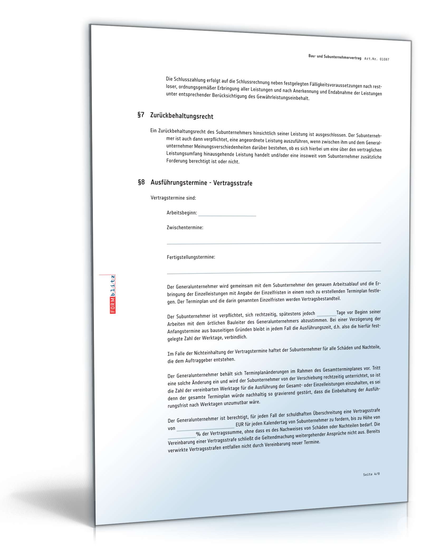 Subunternehmervertrag Bau PDF. Seite: 4