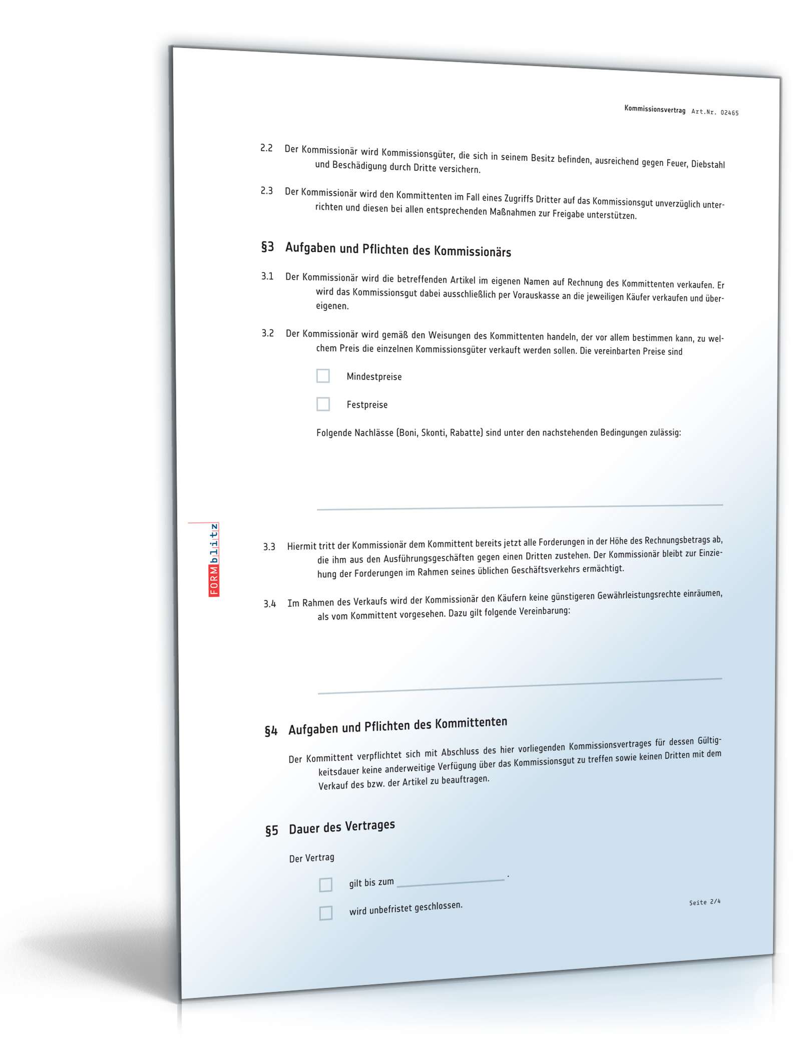 Kommissionsvertrag PDF. Seite: 2