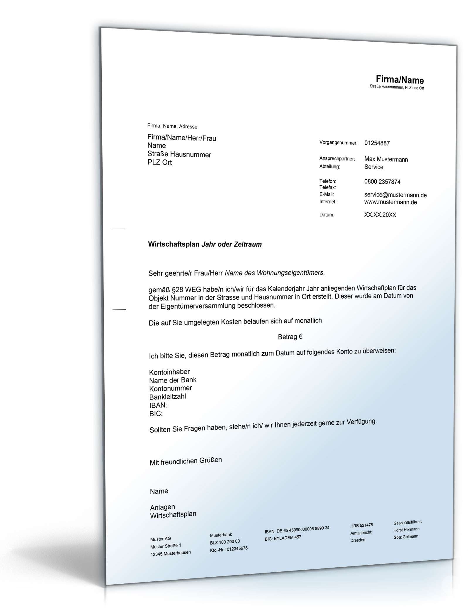 Wirtschaftsplan  Word