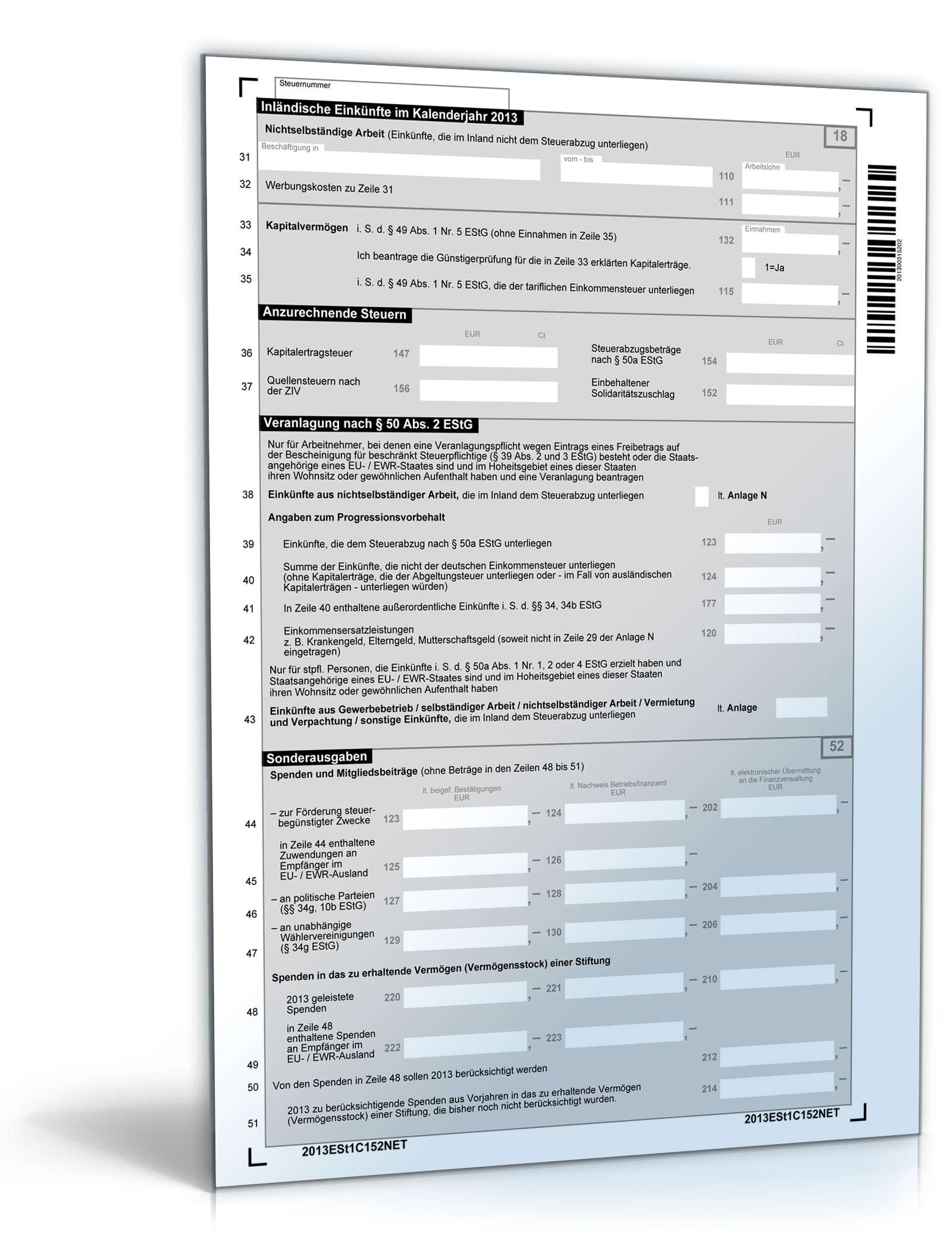 Einkommensteuererklärung 2013 PDF. Seite: 2