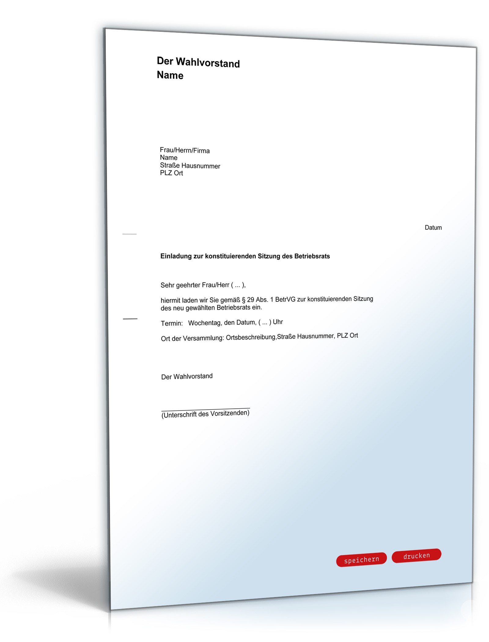 Einladung konstituierende Sitzung Betriebsrat  PDF