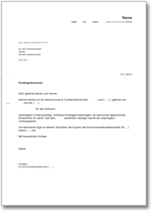 Antrag auf erhöhtes Kindergeld  Word