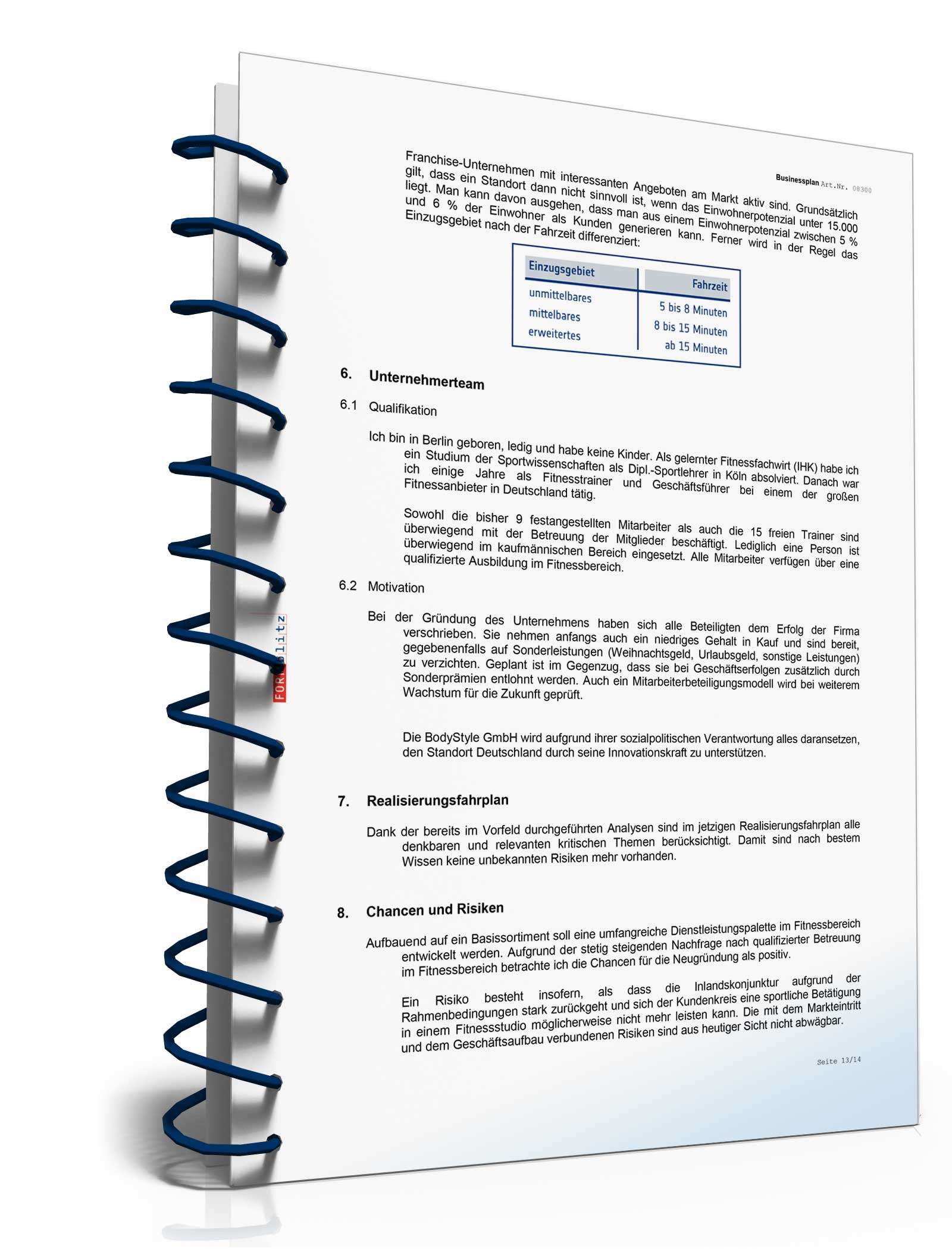 Businessplan Fitnessstudio Excel. Seite: 16