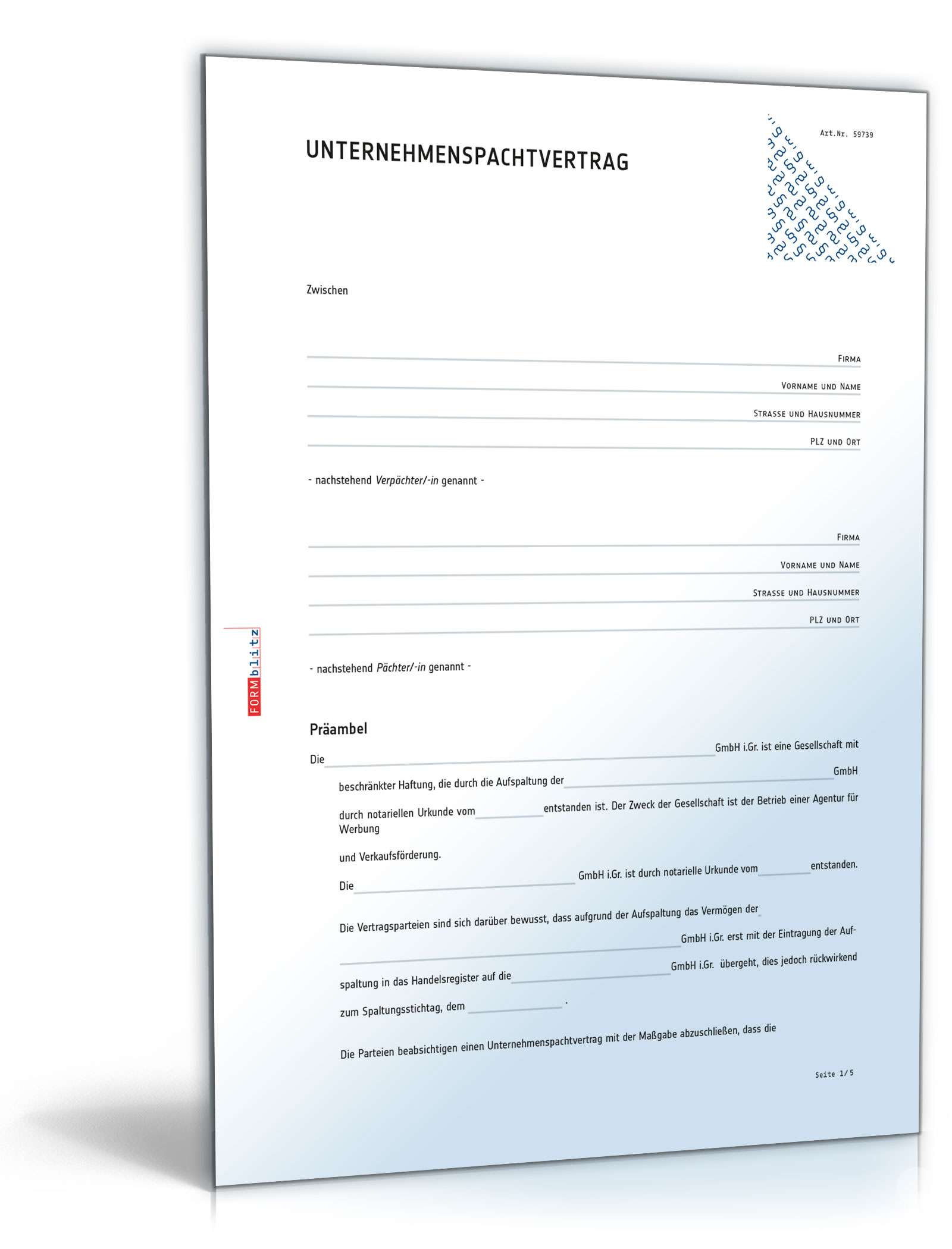 Unternehmenspachtvertrag PDF