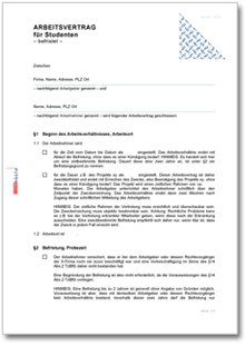 Arbeitsvertrag befristet Studenten Word