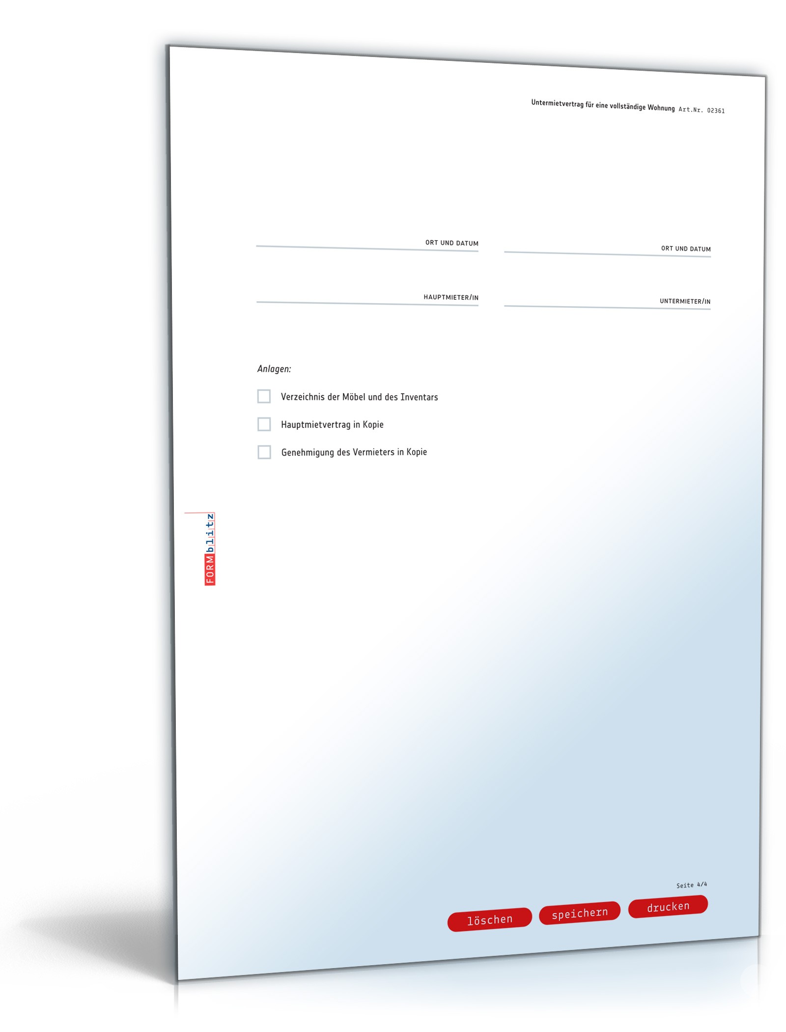 Untermietvertrag vollständige Wohnung PDF. Seite: 4