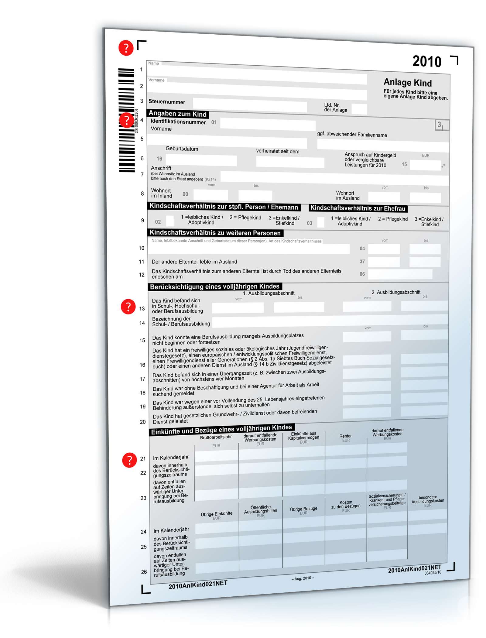 Anlage Kind 2010 PDF