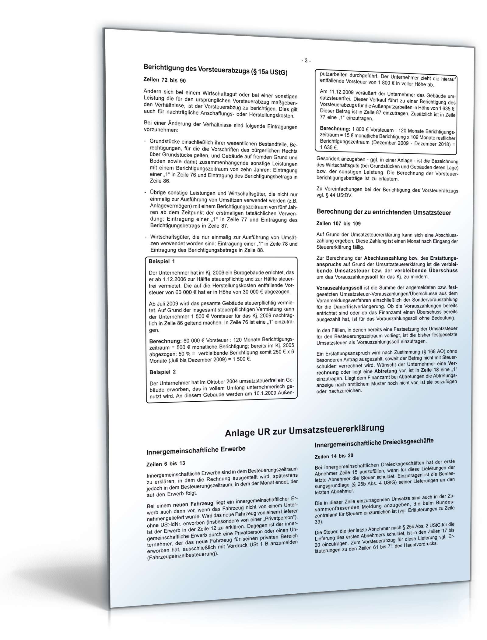 Anleitung zur Umsatzsteuererklärung 2009 PDF. Seite: 3