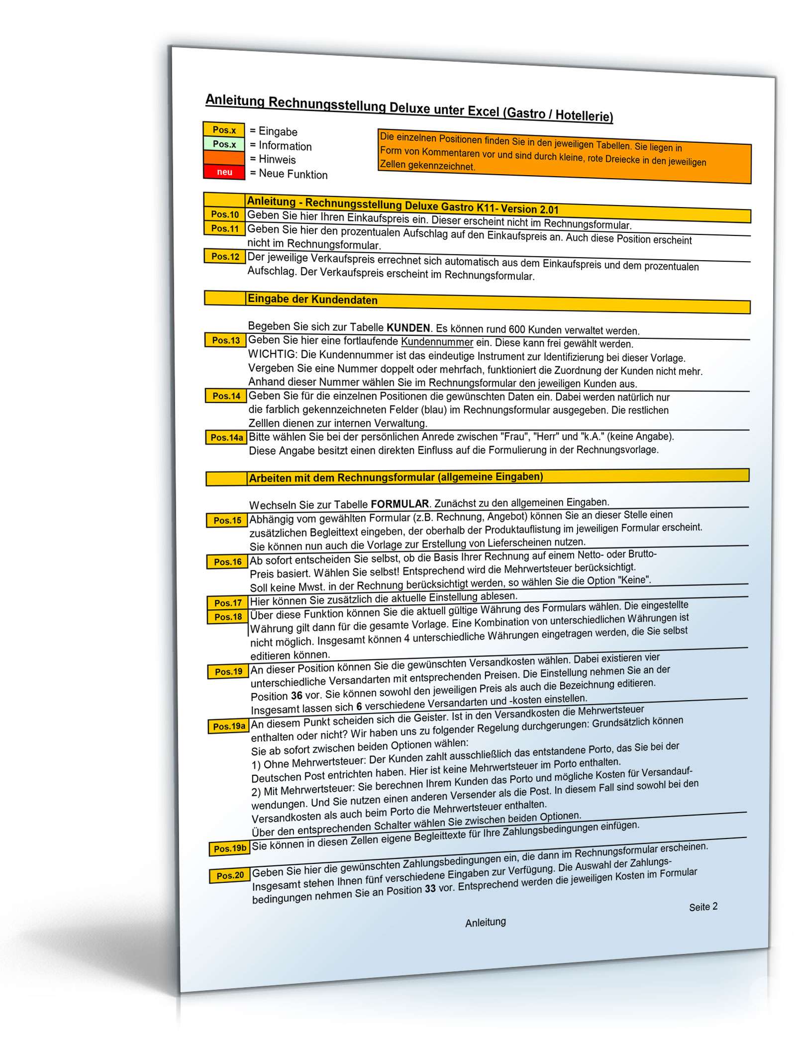 Rechnungsstellung Deluxe Gastronomie Excel. Seite: 3