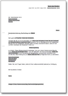 Minderung gegenüber Verkäufer Word