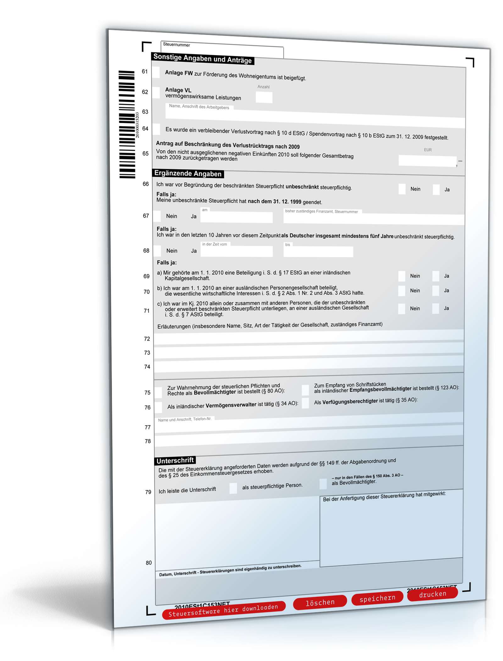 Einkommensteuererklärung beschränkt Steuerpflichtige 2010 PDF. Seite: 3