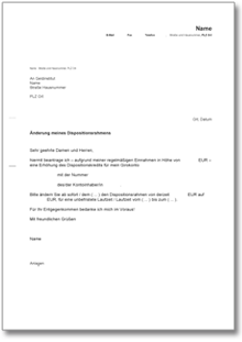 Antrag Erhöhung Dispositionskredit Word