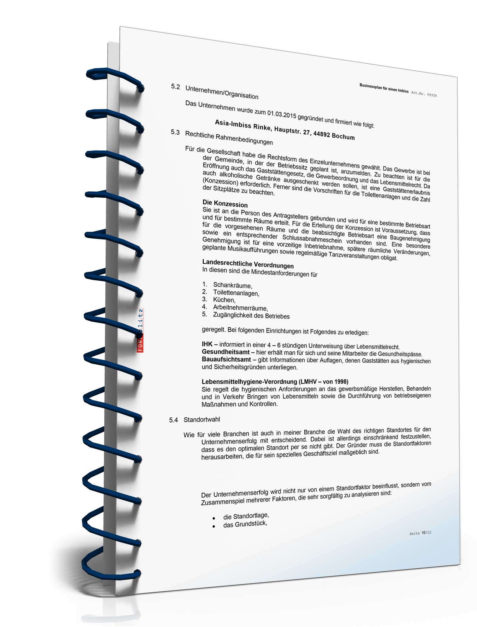 Businessplan Imbiss Excel. Seite: 13