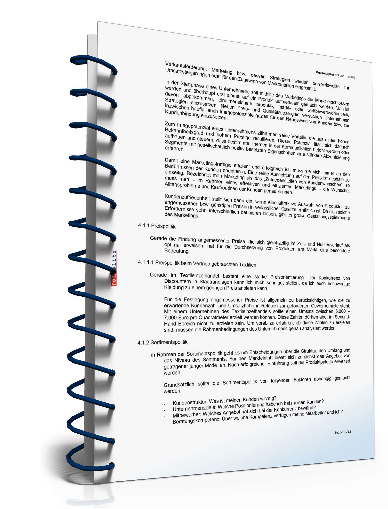 Businessplan Second-Hand-Laden Excel. Seite: 11