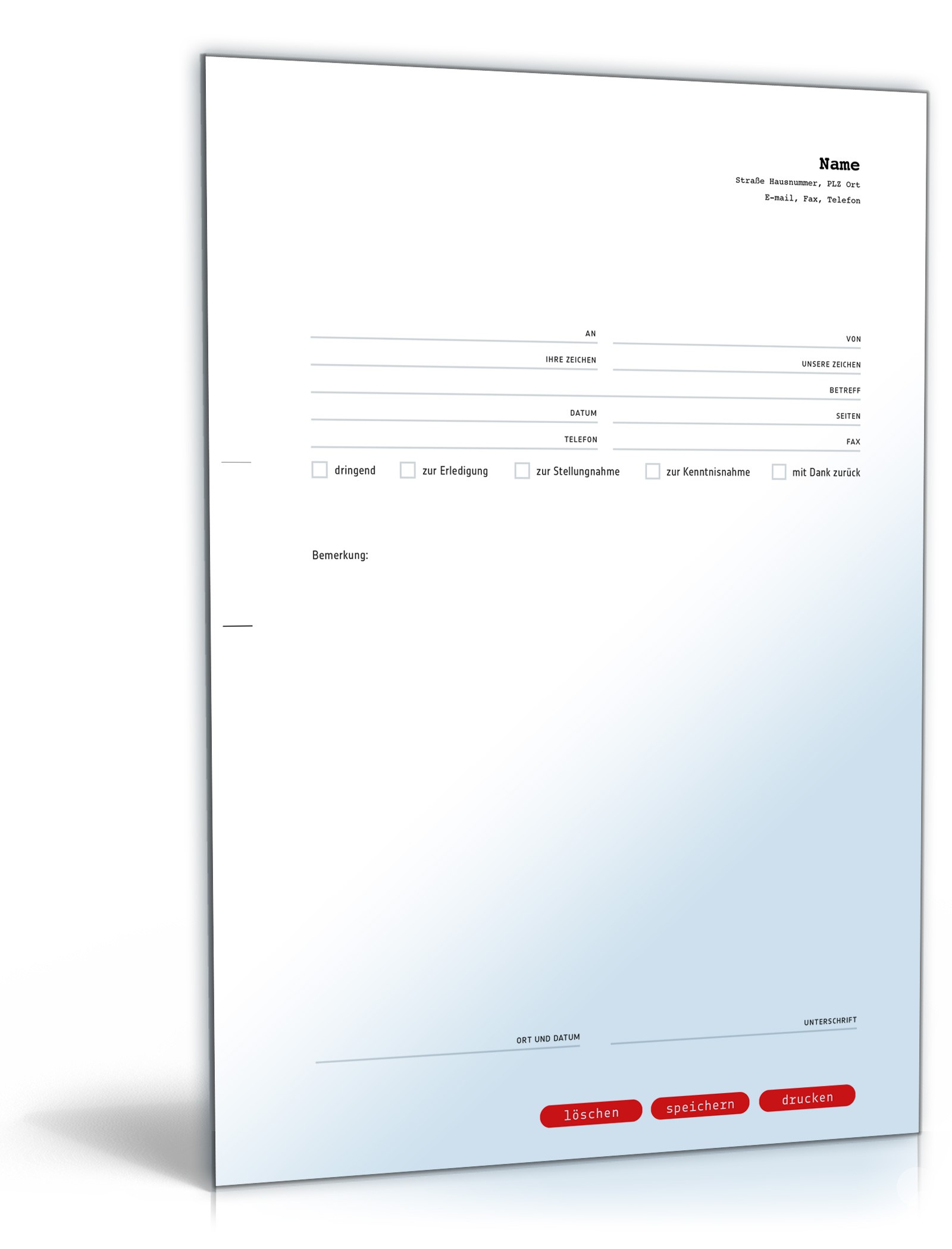 Faxvorlage professionell PDF