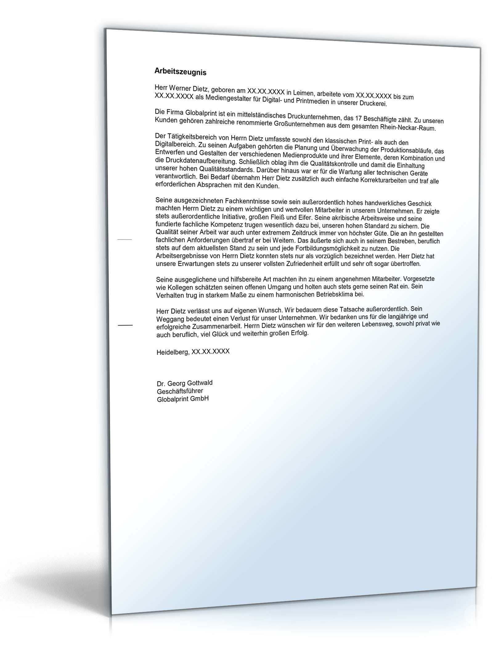 Arbeitszeugnis Mediengestalter Excel. Seite: 4