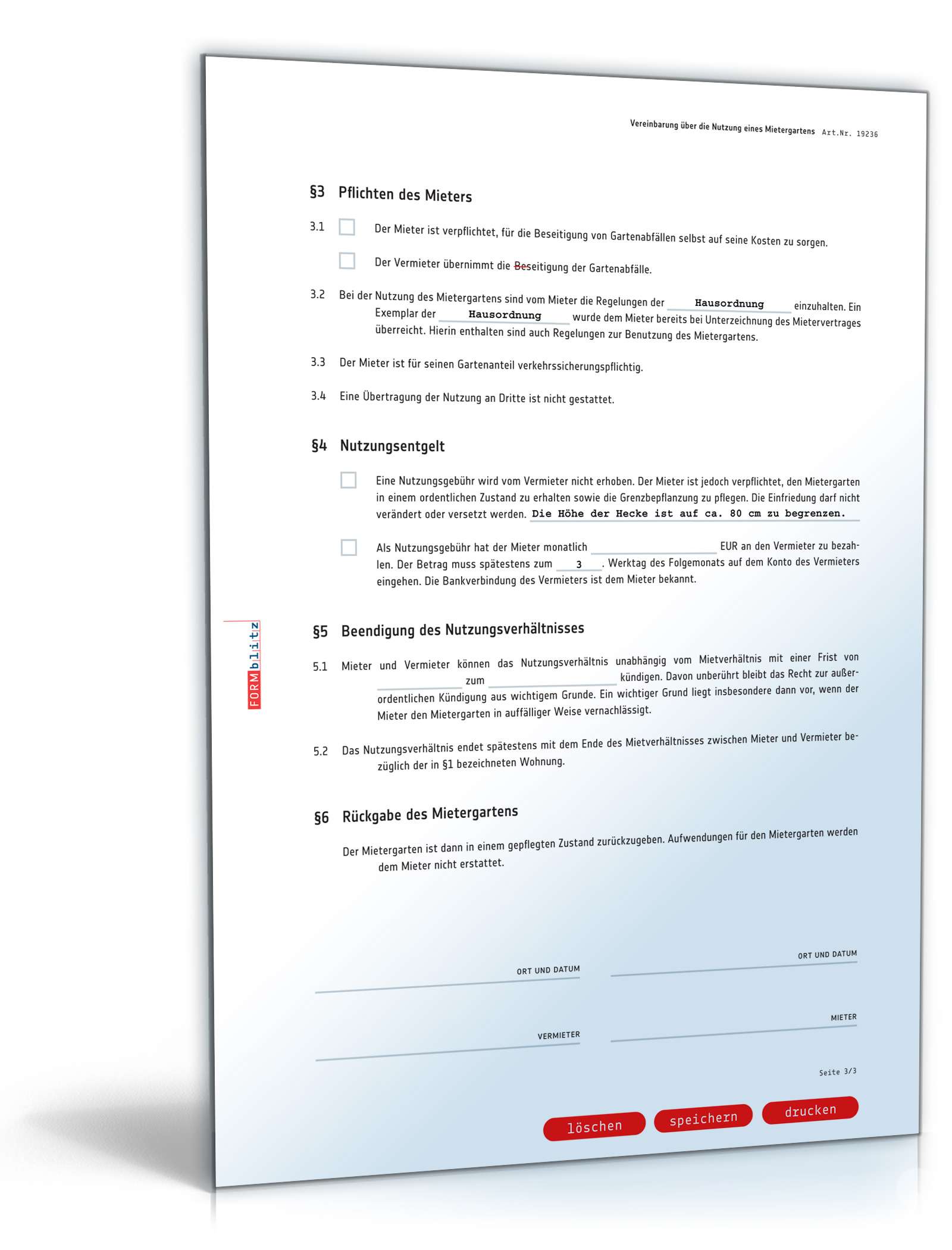 Vereinbarung Nutzung Mietergarten PDF. Seite: 3