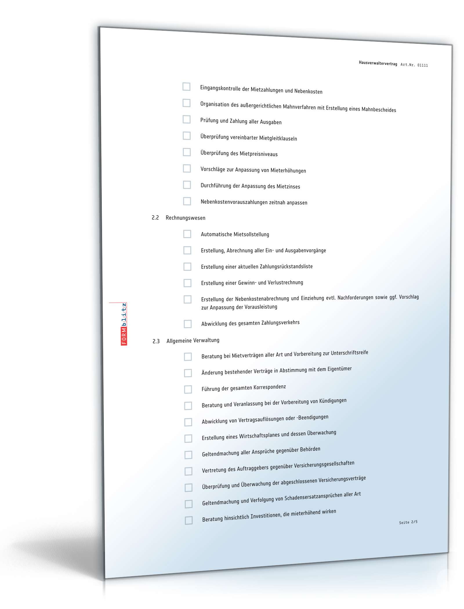 Hausverwaltervertrag PDF. Seite: 2