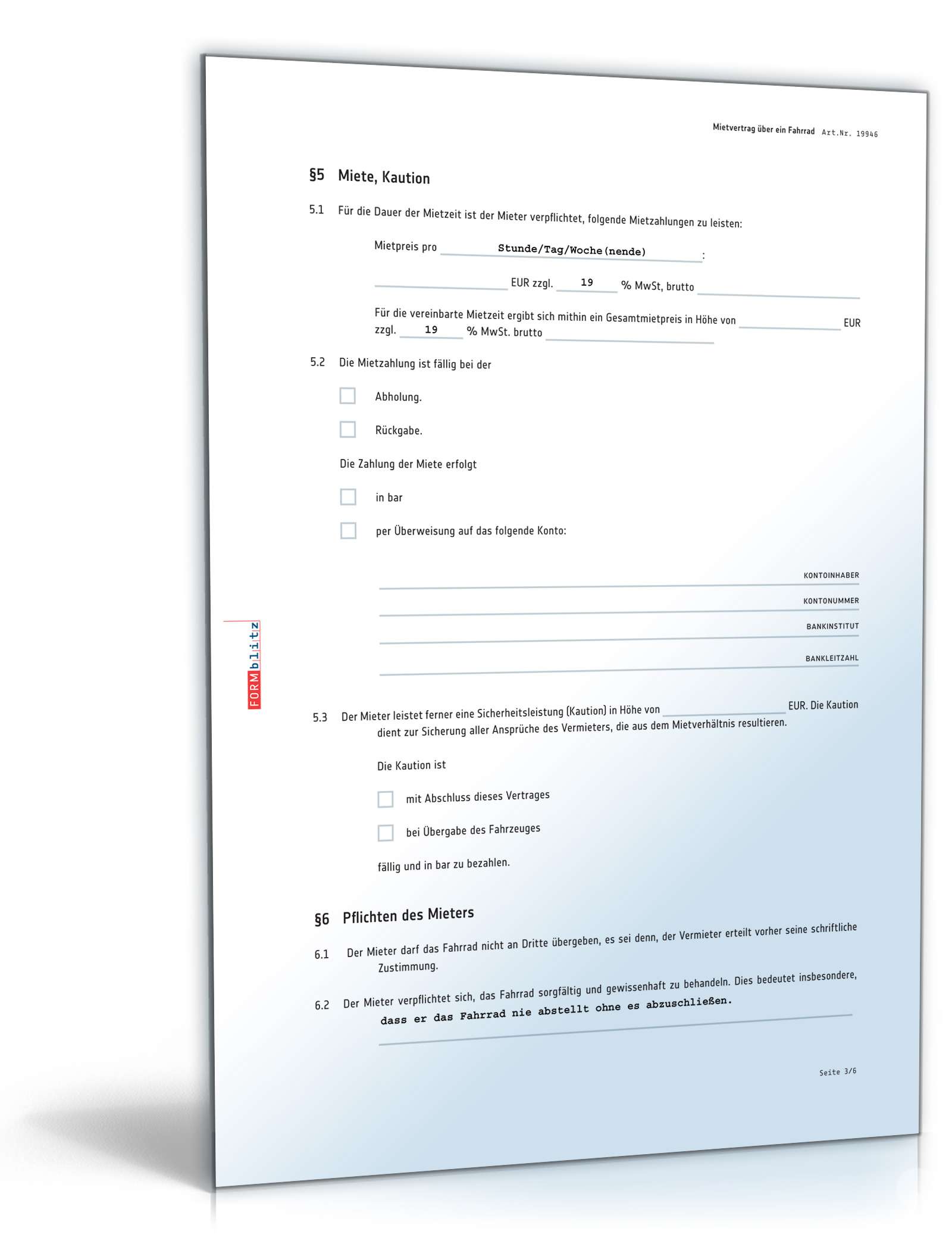 Mietvertrag Fahrrad PDF. Seite: 3