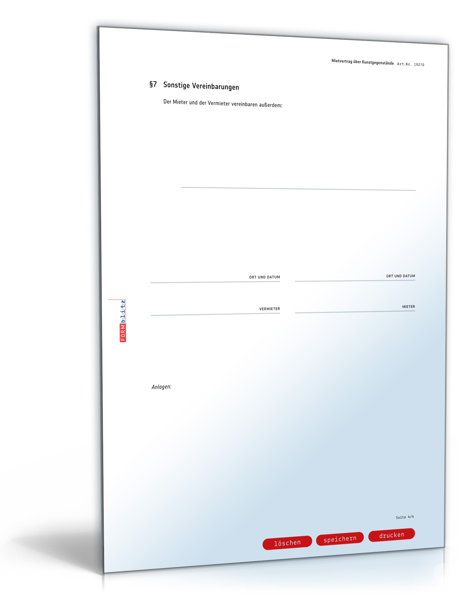 Mietvertrag Kunstgegenstand PDF. Seite: 4