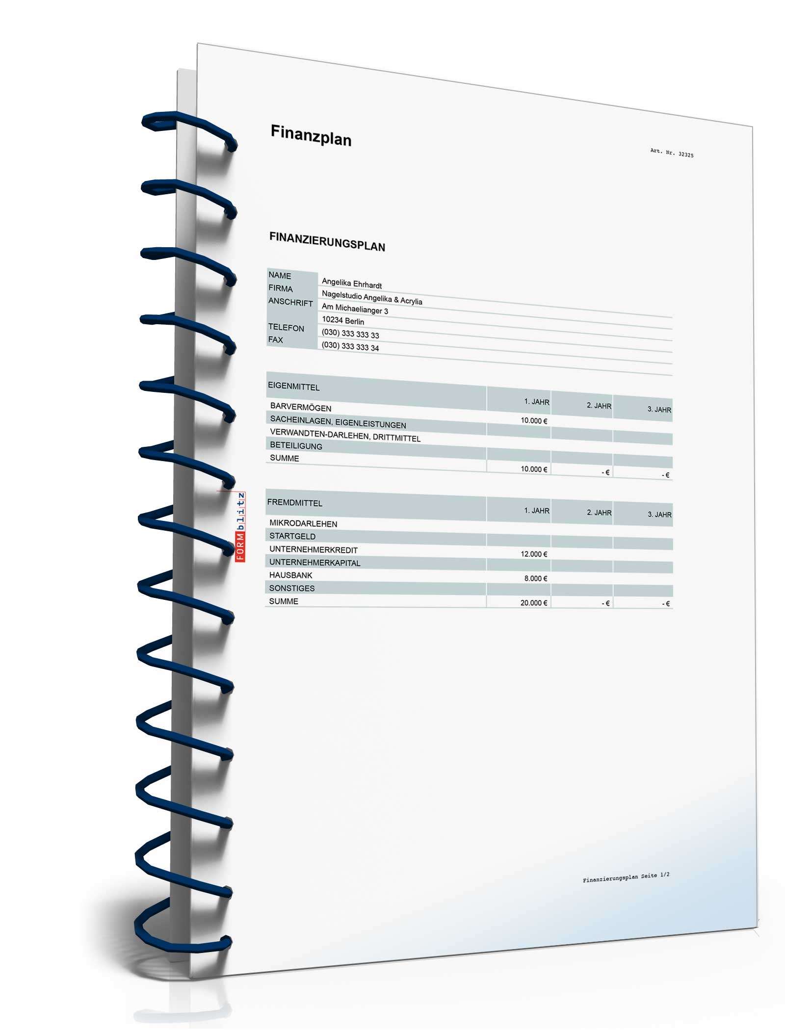 Businessplan Nagelstudio Excel. Seite: 20
