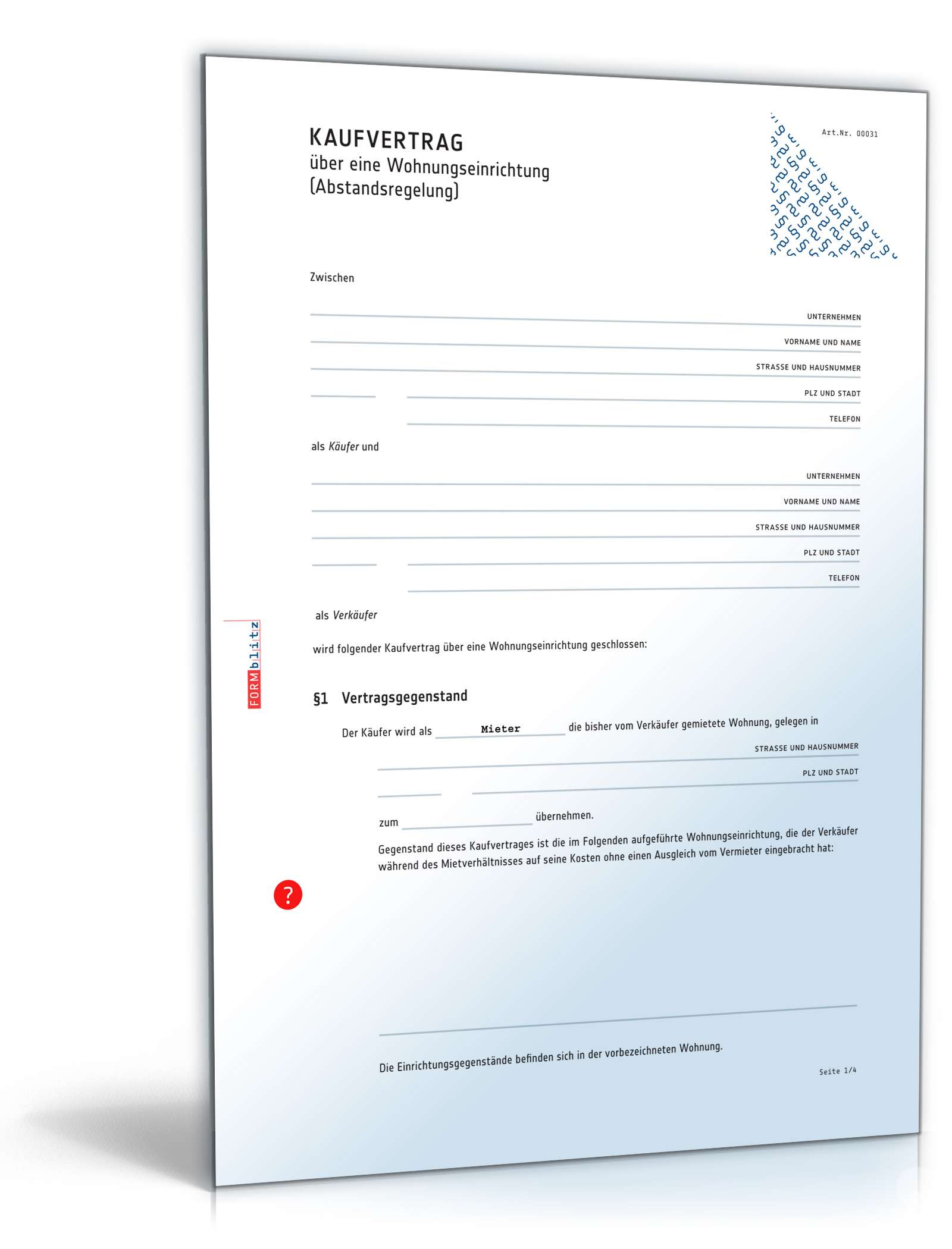 Kaufvertrag Wohnungseinrichtung  PDF