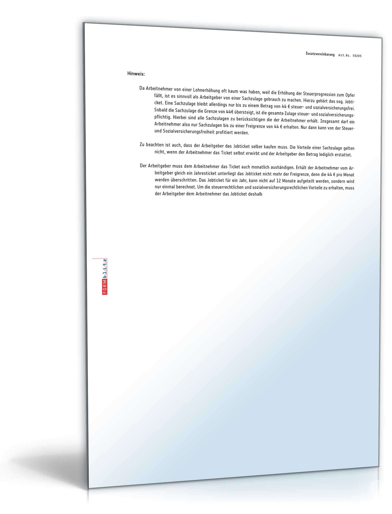 Zusatzvereinbarung zum Jobticket PDF. Seite: 3