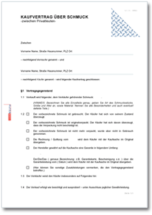 Kaufvertrag Schmuck Word
