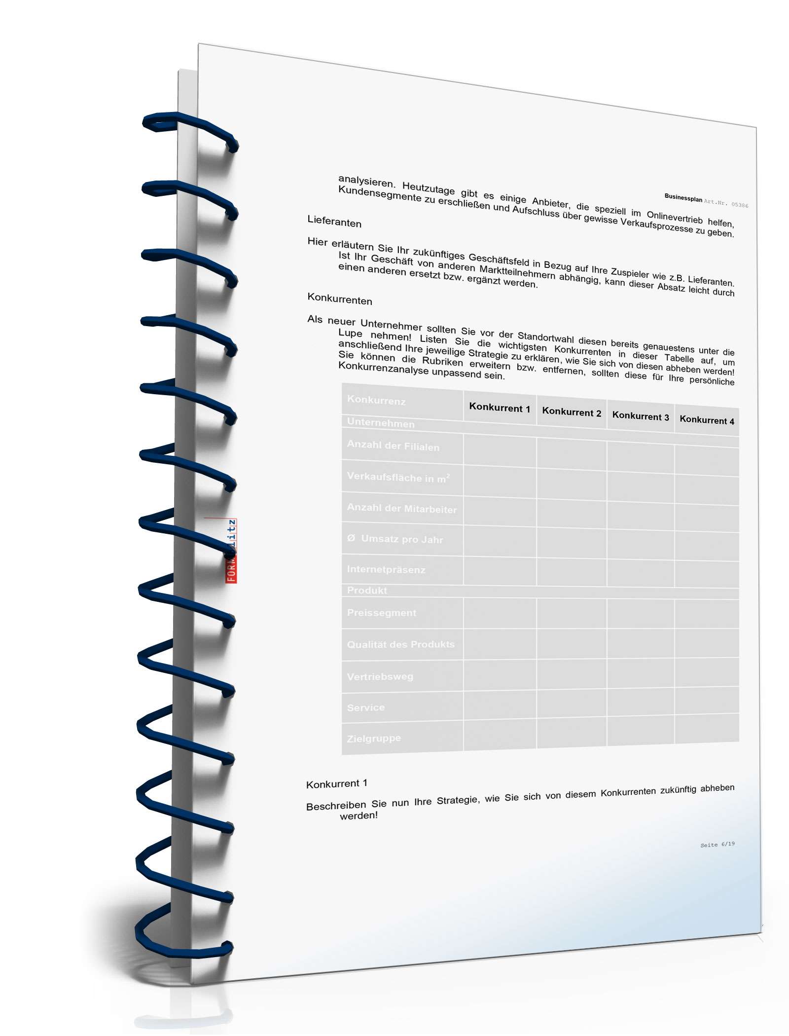 Businessplan Online-Shop Excel. Seite: 4