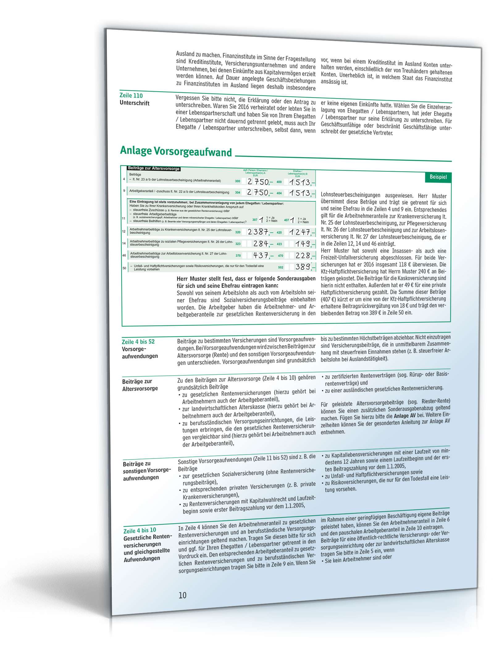 Anleitung zur Einkommensteuererklärung 2016 PDF. Seite: 10