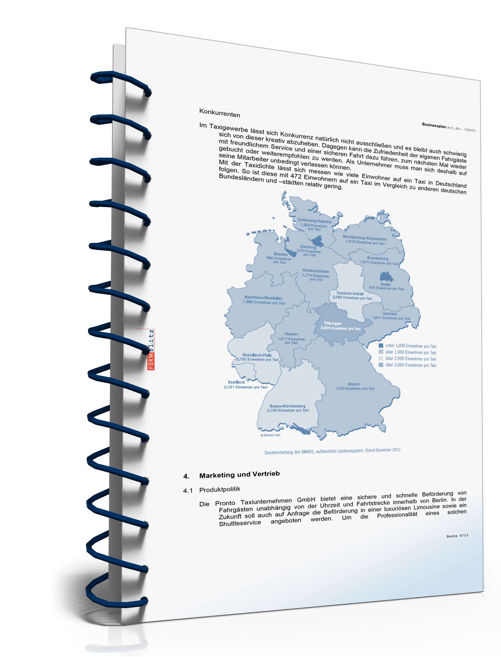 Businessplan Taxi-Unternehmer Excel. Seite: 4
