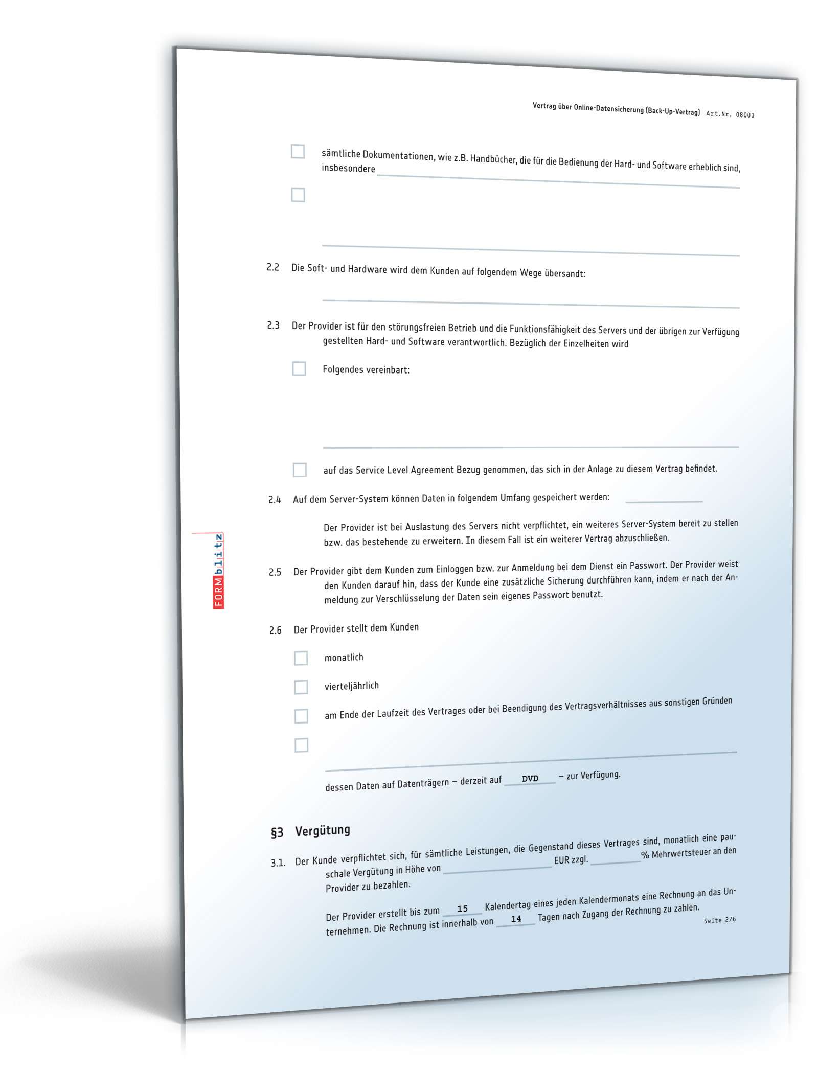 Vertrag Online-Datensicherung PDF. Seite: 2