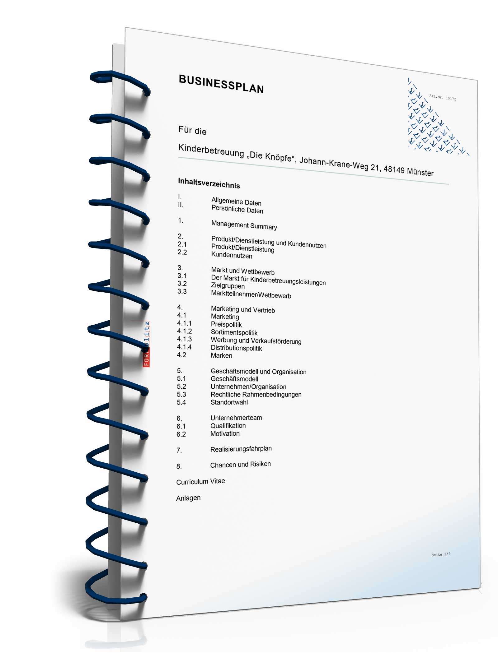 Businessplan Kinderbetreuung Excel. Seite: 8