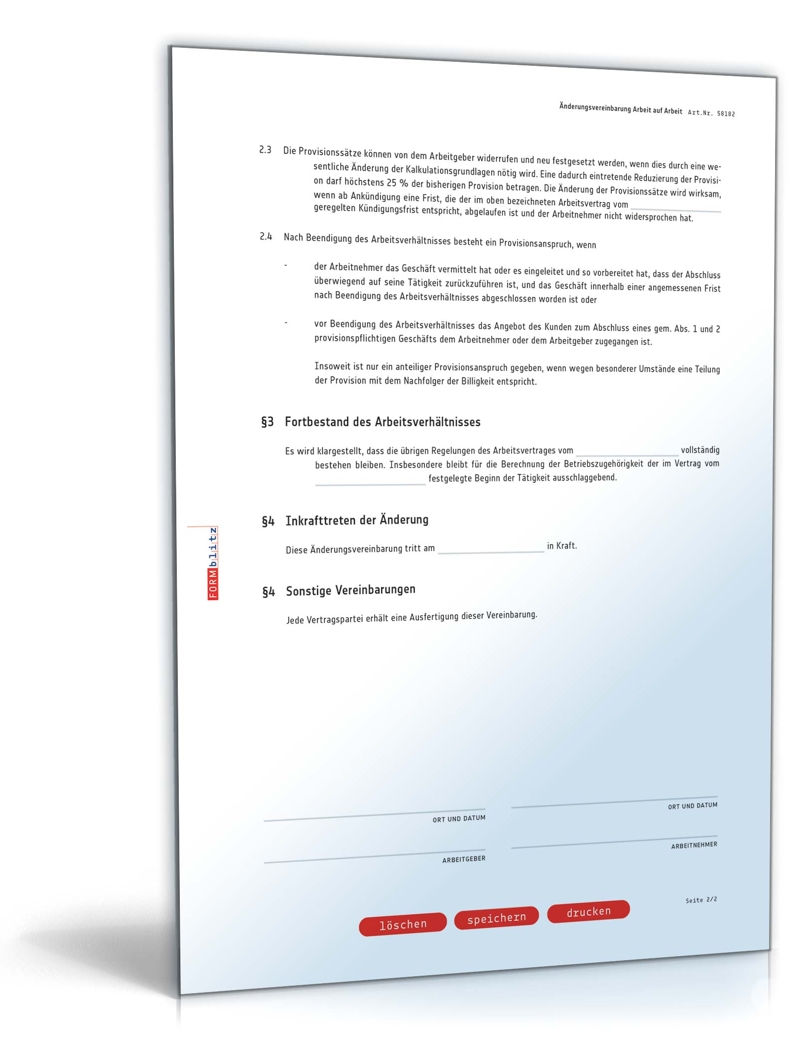 Änderungsvereinbarung Provision PDF. Seite: 2