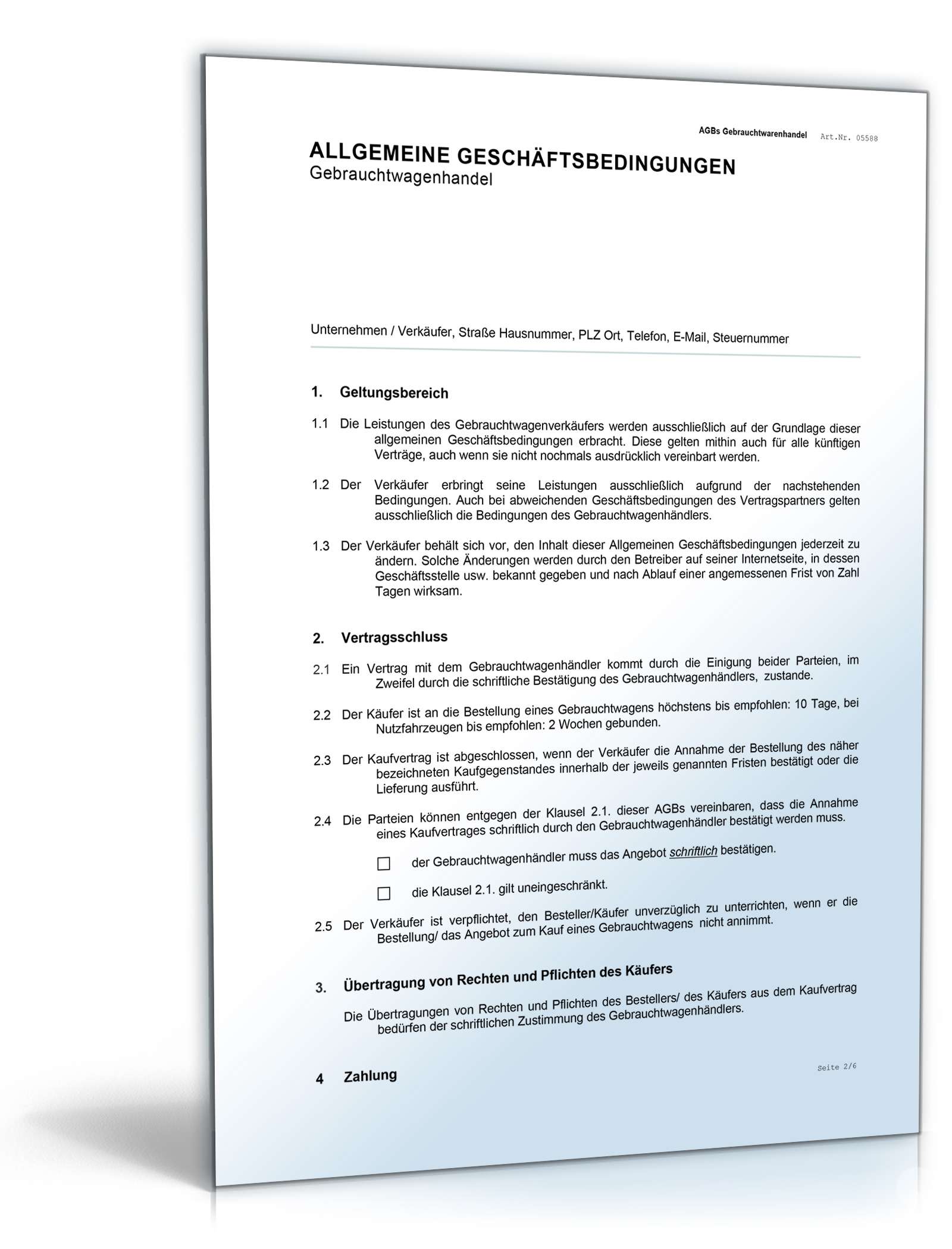 AGB Gebrauchtwagenhandel Word