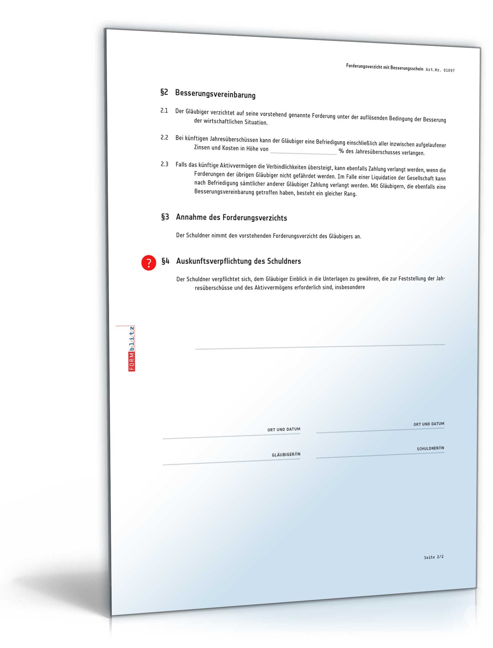 Forderungsverzicht mit Besserungsschein PDF. Seite: 2