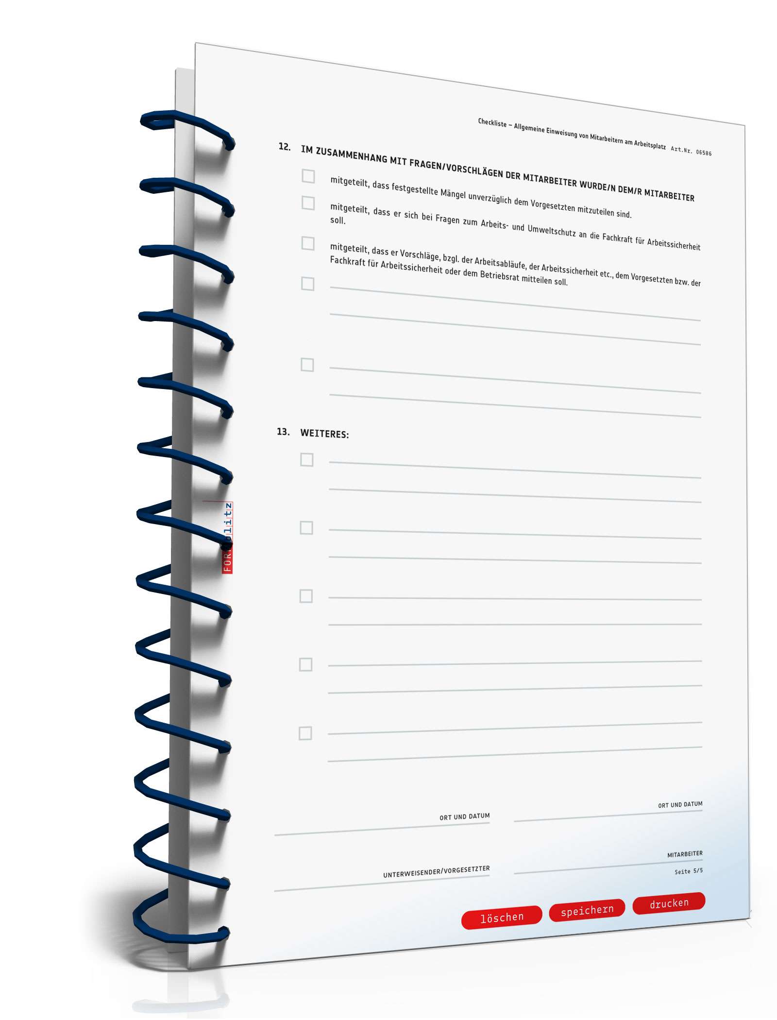 Checkliste Allgemeine Unterweisung Mitarbeiter PDF. Seite: 5