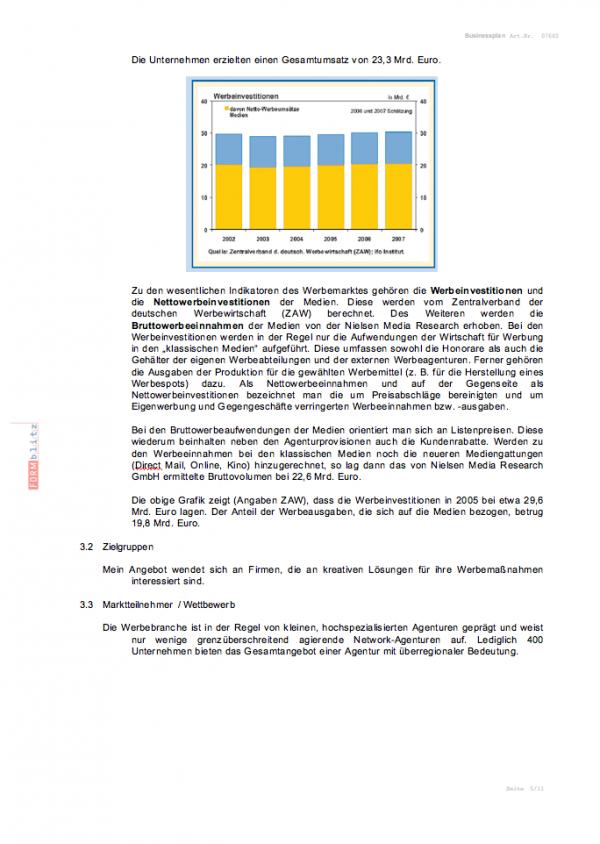 Businessplan Werbeagentur Excel. Seite: 2