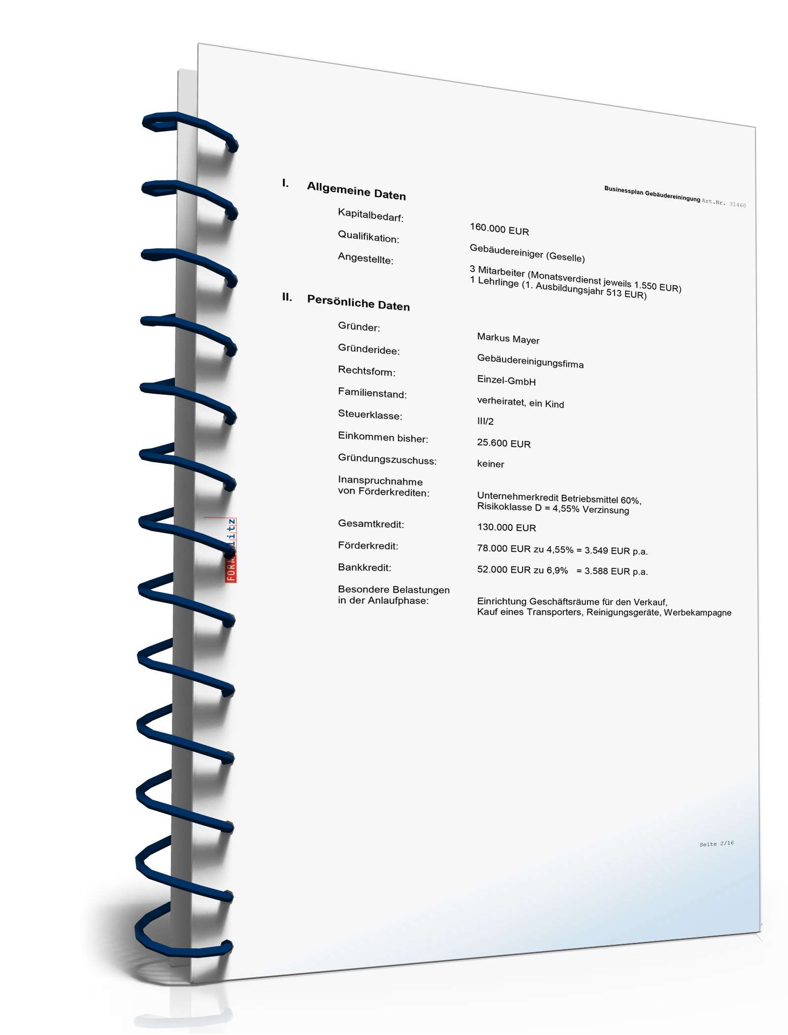 Businessplan Gebäudereinigung Excel. Seite: 2