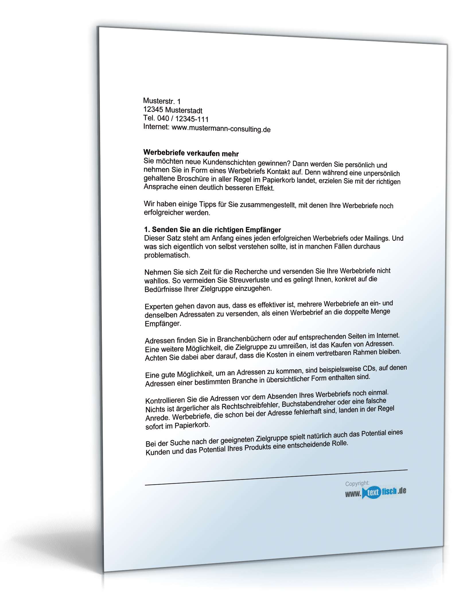 Werbebrief für eine Unternehmensberatung PDF. Seite: 2