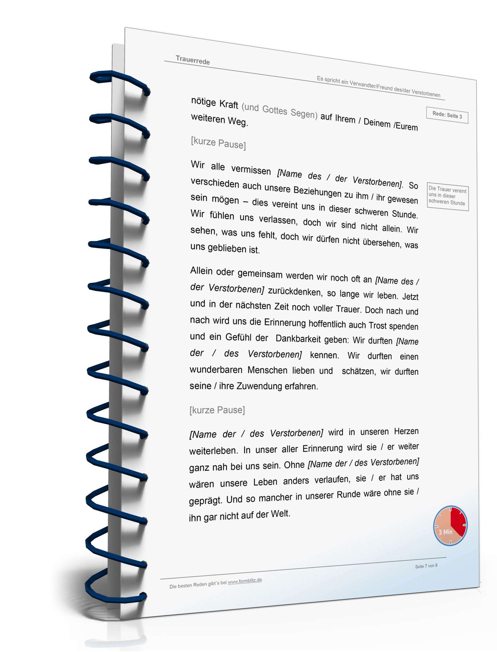 Trauerrede mit Leitmotiv: Jeder Mensch ist eine Weltgeschichte Word. Seite: 7