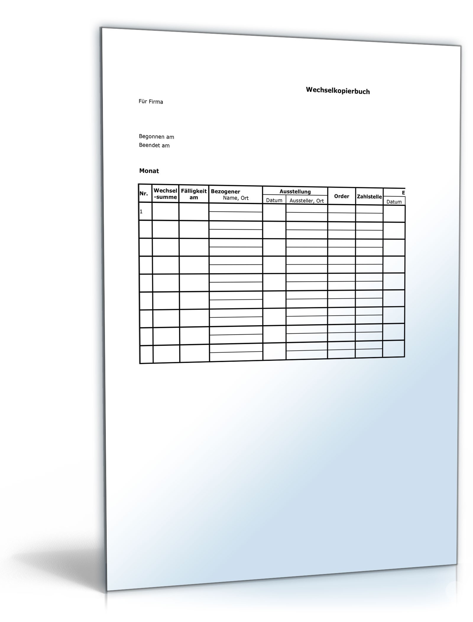 Wechselkopierbuch Excel