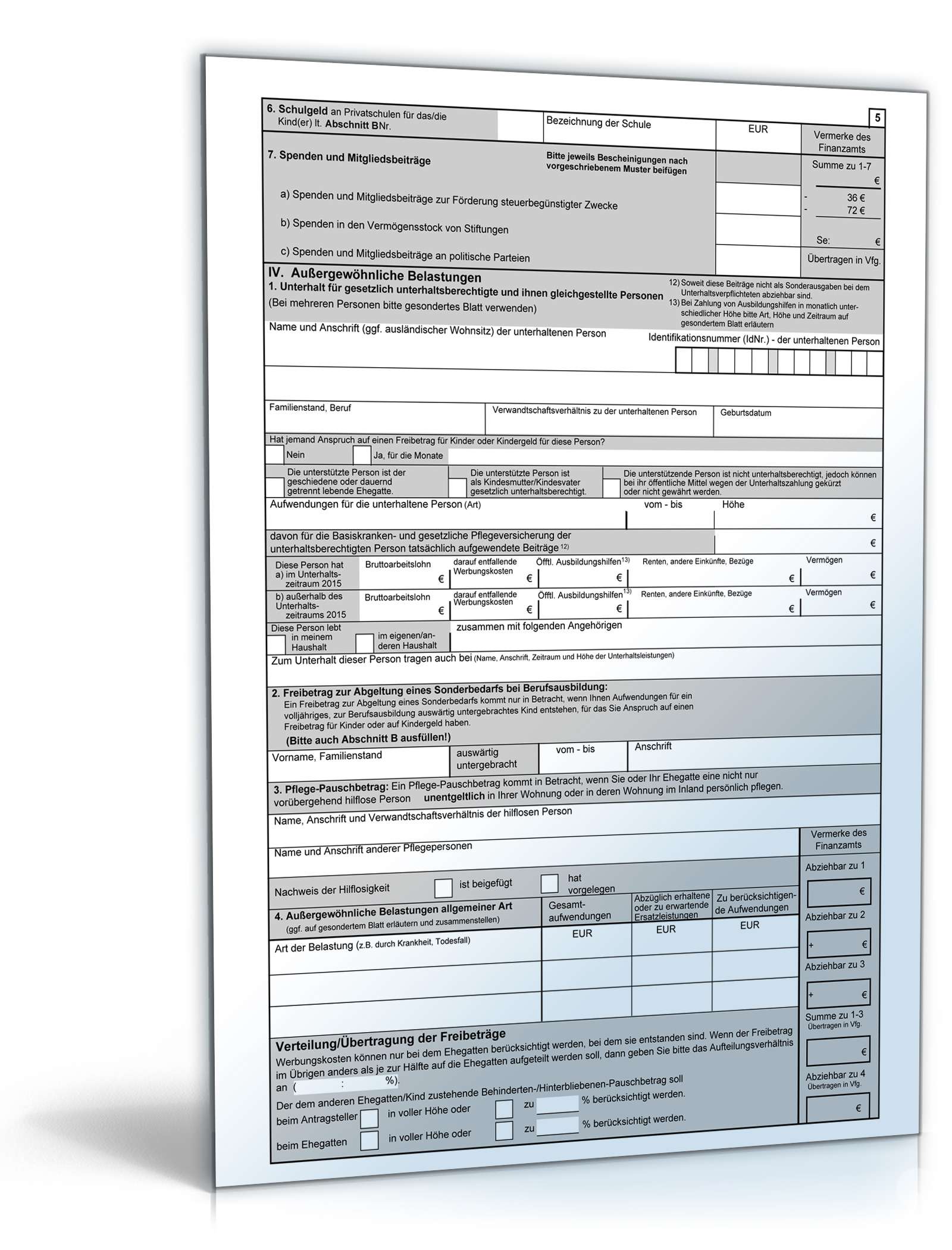 Antrag auf Lohnsteuer-Ermäßigung 2015 PDF. Seite: 5
